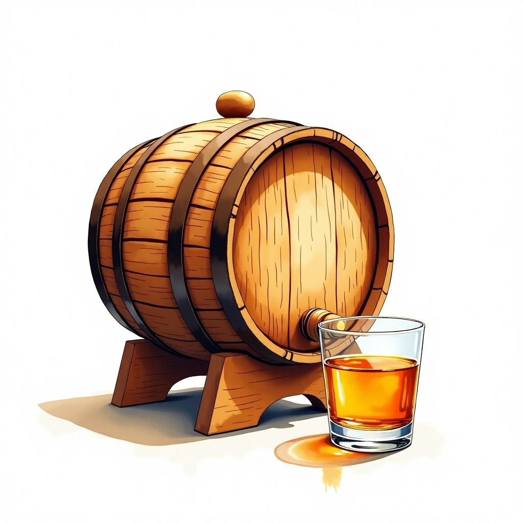 Rum Cask cask — watercolor illustration
