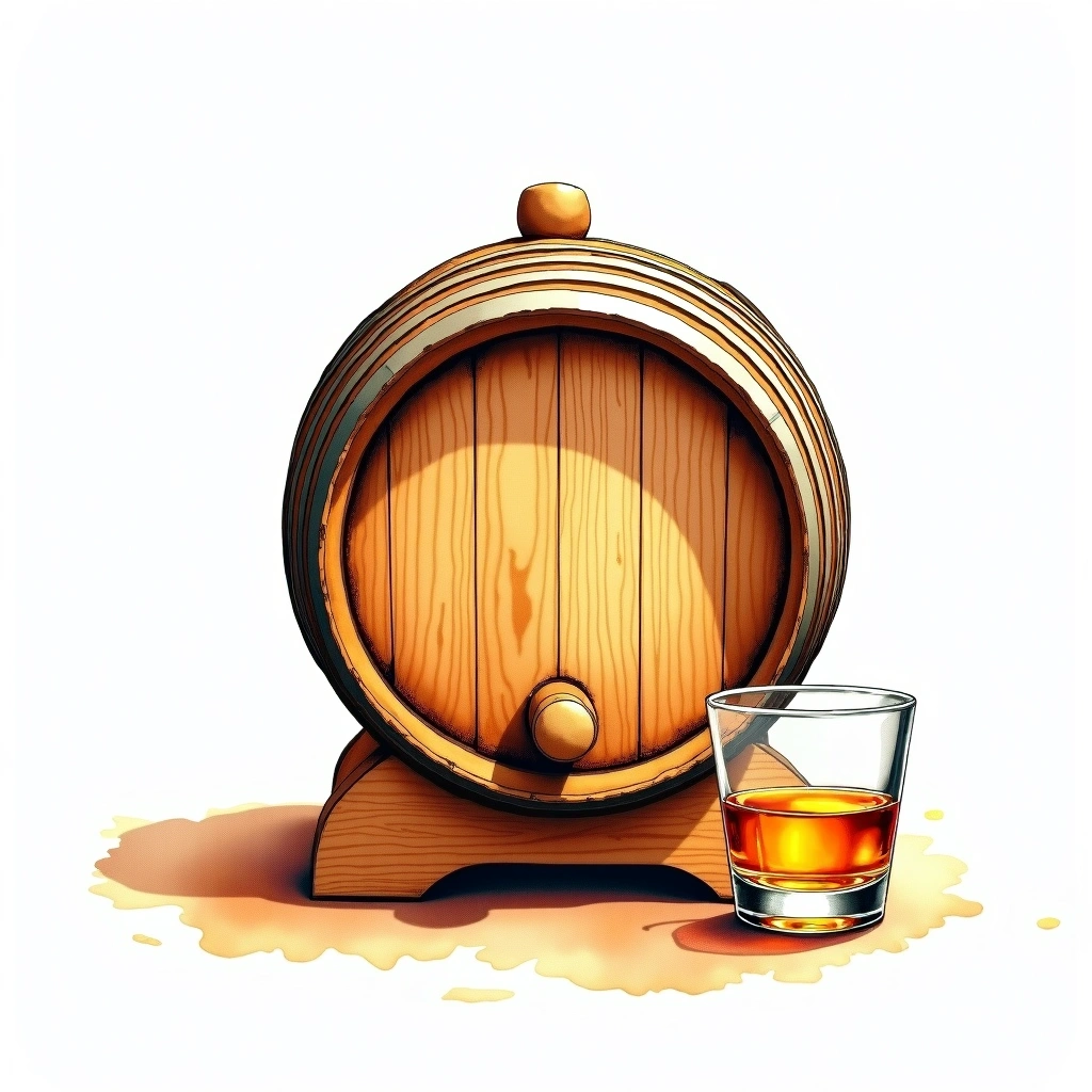 Sauternes Barrique cask — watercolor illustration