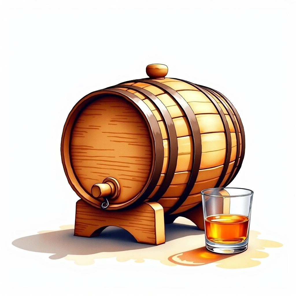 Sherry Puncheon cask — watercolor illustration