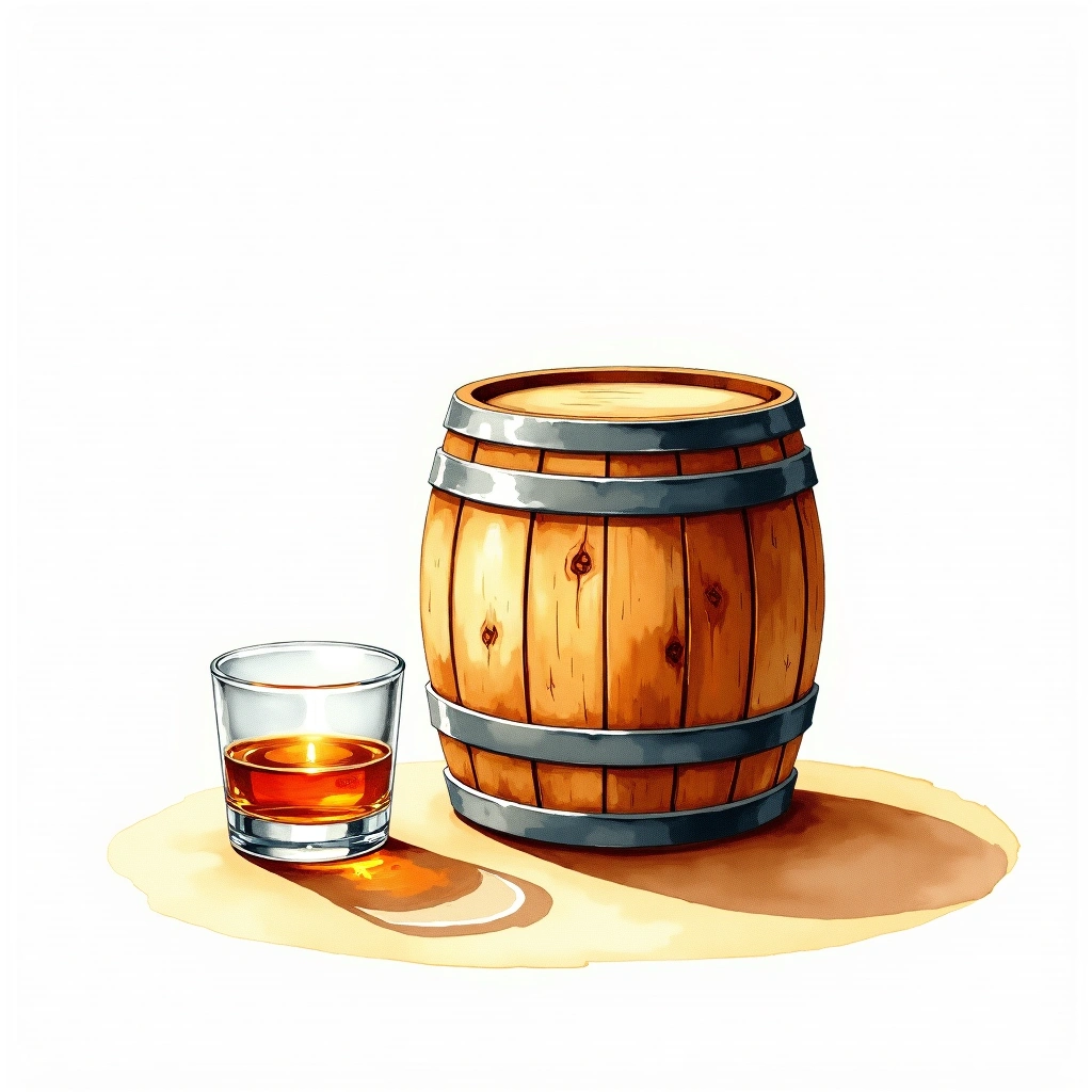 Virgin American Oak cask — watercolor illustration