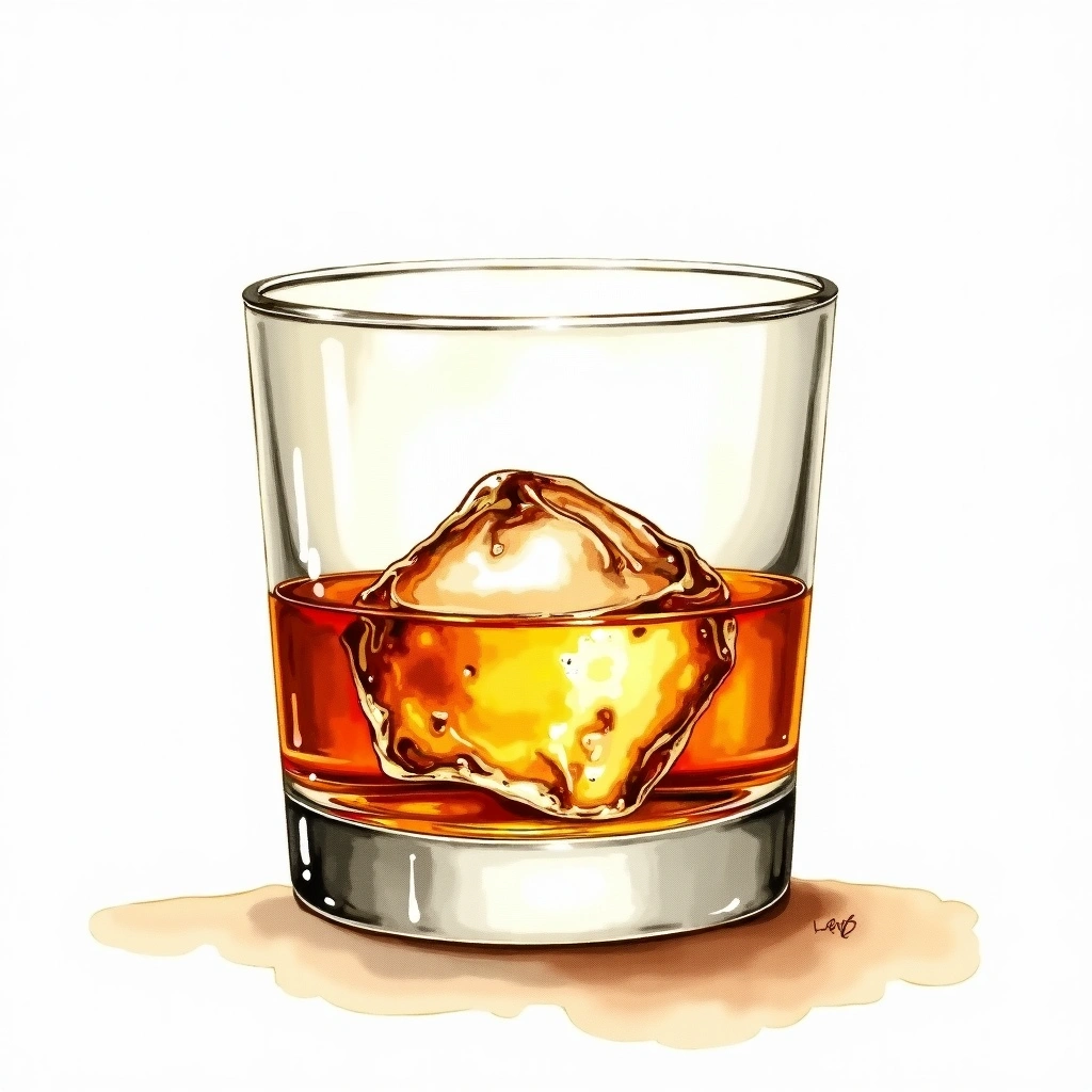 Jim Beam Black Label — Bourbon watercolor illustration