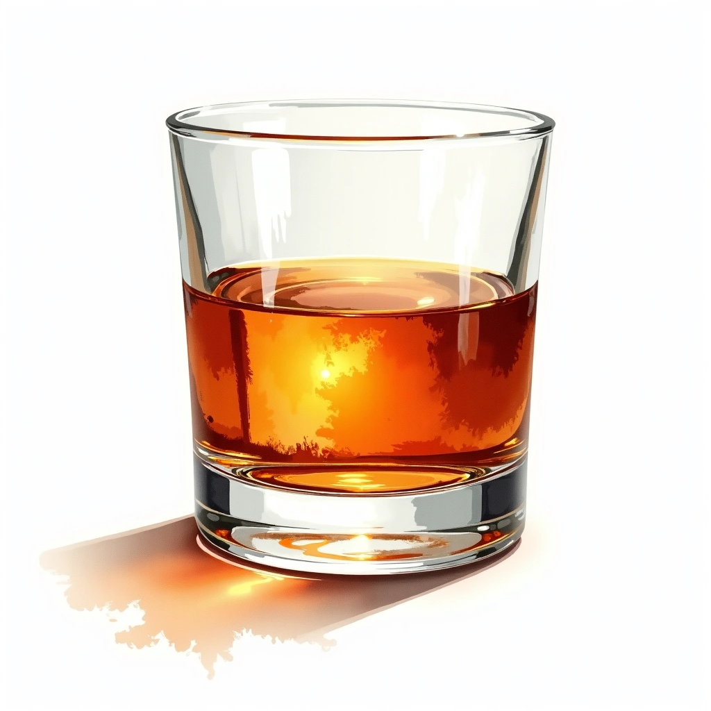 Bourbon whiskey type — watercolor illustration